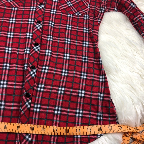 R n B red plaid shirt button down size small top - Picture 6 of 8